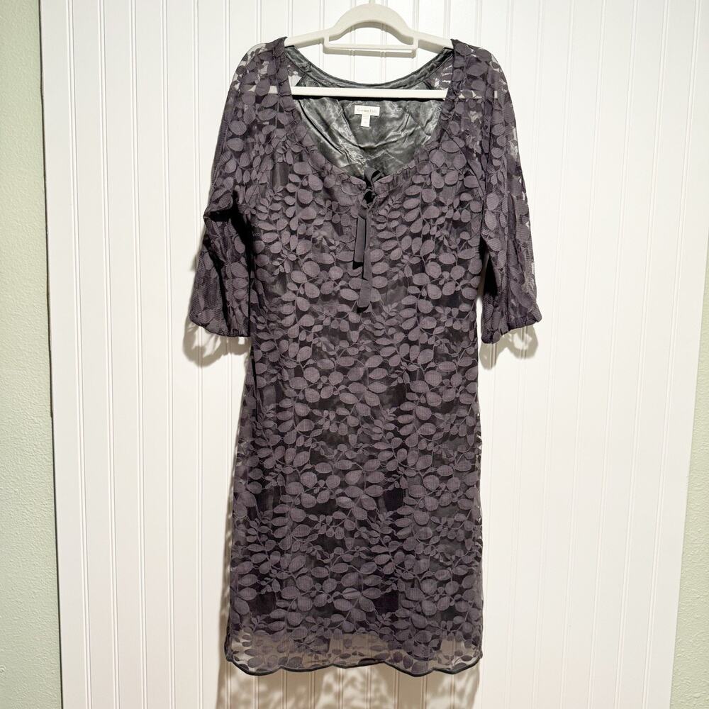 Garnet Hill Boheme Gray Easy Lace Dress Romantic Half Sleeve Size 8 - Picture 2 of 8